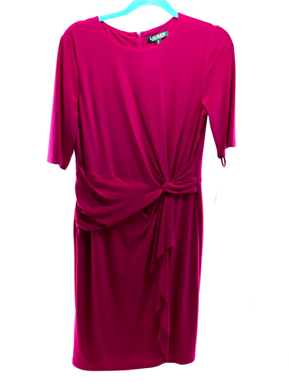 Ralph Lauren Fuchsia Knot-Detail Midi Dress